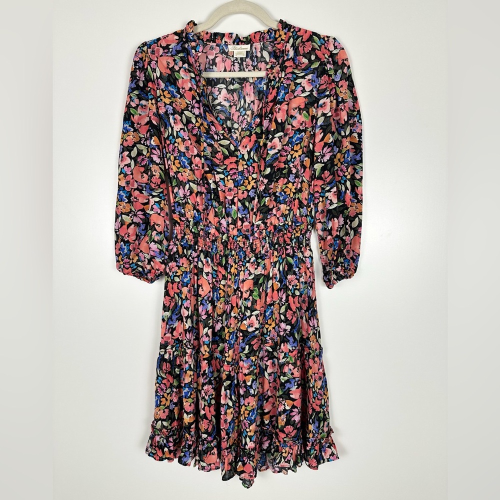 Shoshanna Blendon Sunset Floral Mini Dress 3/4 Length Sleeves